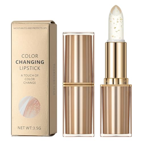 Color Change Lipstick, Mood Reactive Tinted Balm, Gold Crystal Shimmer Hydrating Plumper Stain, Long-Lasting Glossy Makeup Cosmetic for Women Teens Girls Daily Looks von Générique