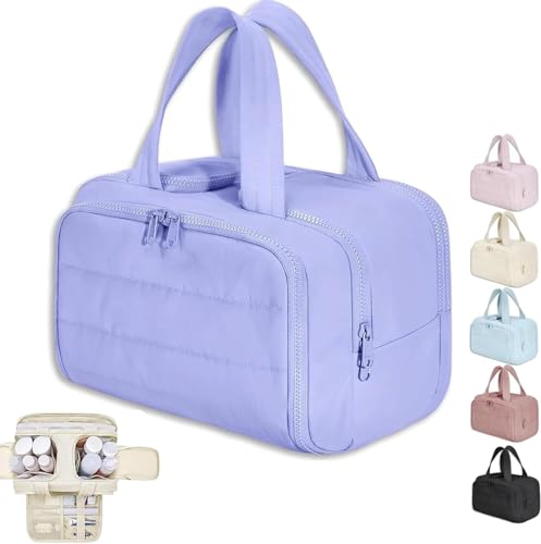 Convely Toiletry Bag, Travel Cosmetic Bag, Large Capacity Wide Open Travel Cosmetic Bag, Waterproof Portable Pouch Open Flat Toiletry Bags for Women with Divider and Handle, Hellviolett, Moden von Générique