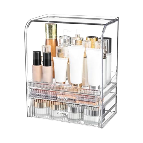 Covered Makeup Organizer, Kosmetic Display Cases, Makeup Storage Box, Portable Vanity Cosmetics Organizer, Cosmetic Organizer with Drawers, Countertop Makeup Organizer, Makeup Organizer for Counter, von Générique