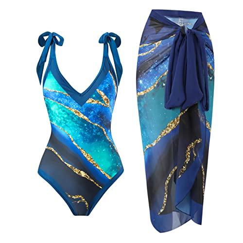 Damen Badeanzug mit Pareo, bedruckt, Strandkleid, Luxus-Bikini, Univer, XL von Générique