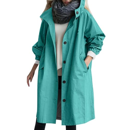 Damen Frühling Herbst Regenjacke Lang für Damen Mantel mit Kapuze Winddicht Wasserdicht Outdoor Camping Wandern Sportjacke Große Größe Winddicht Ultra Wasserdicht Damen, 01 Blau, 58 von Générique
