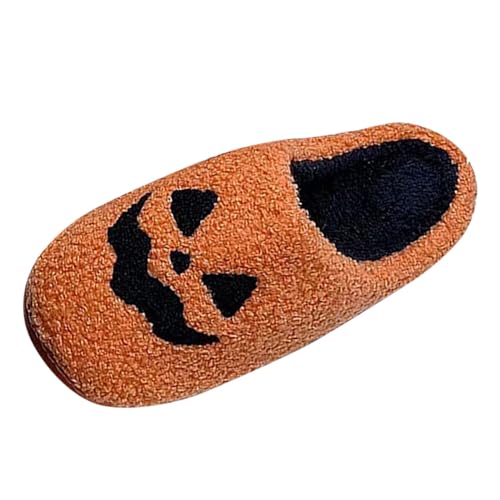 Damen-Hausschuhe, Halloween, Katze, rutschfest, für den Innen- und Außenbereich, aus Plüsch, bequem, 1 x Orange, 39 EU von Générique
