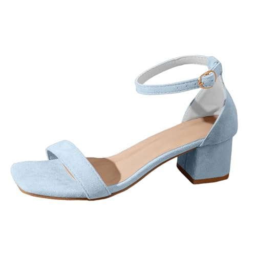 Damen-Sandalen, Sommer, Leder, Sommer, bequem, Pantoletten, Leder, für Damen, Mode, offener Zehenbereich, Plateauschuhe, Premium-Pantoffeln, orthopädisch, Hausschuhe für den Sommer, hellblau, 42 EU von Générique