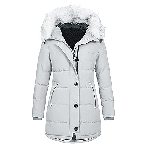 Damenmantel, warm, Wintermantel, mit Kapuze, Reißverschluss, modisch, Kordel, Jacke, dünn, warm, gefüttert, für Damen, Wintermantel, falsch, grau, 48 Damenmantel, warm, Wintermantel, mit Kapuze, Reißverschluss, modisch, Kordel, Jacke, dünn, warm, gefüttert, für Damen, Wintermantel, falsch, grau, 48 von Générique