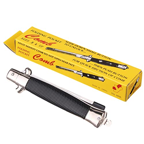Druckkamm für Herren - Faltbarer Taschenkamm mit automatischer Schalterklinge, ideal für Bart, Schnurrbart, Haare | Kompakter Federkamm, Faltbare Frisierbürste, Kade von Générique
