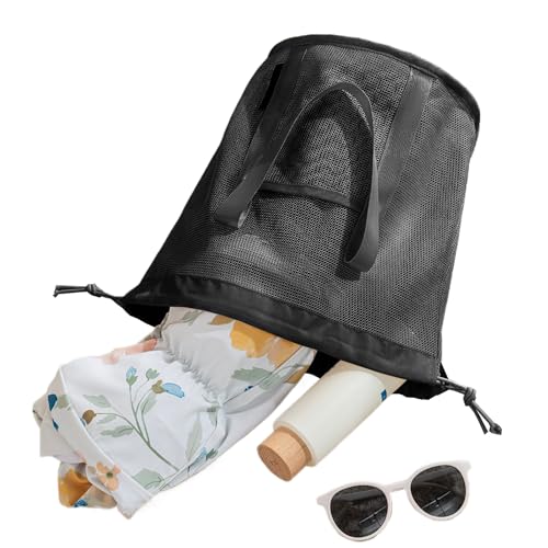 Duschtasche aus Mesh | Leichte Einkaufstasche für Badezimmer – wasserdichter Organizer für Reisen Camping Pool Badezimmer, Schwarz , Se référer au descriptif, Siehe Beschreibung von Générique