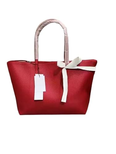 Einfache Tasche mit großer Kapazität im europäischen Stil für Frauen, wasserdichte PU-Tragetasche mit leichter und weicher Textur, Einkaufstasche mit mehreren Fächern und Farben optional, rot von Générique