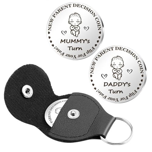 Entscheidungsstück der neuen Eltern - Lustiges Entscheidungsstück | Interessante Entscheidung von Coin | Taschenumarmung mit Leder-Schlüsselanhänger | Geschenke für Mama Papa | Geschenk zur von Générique