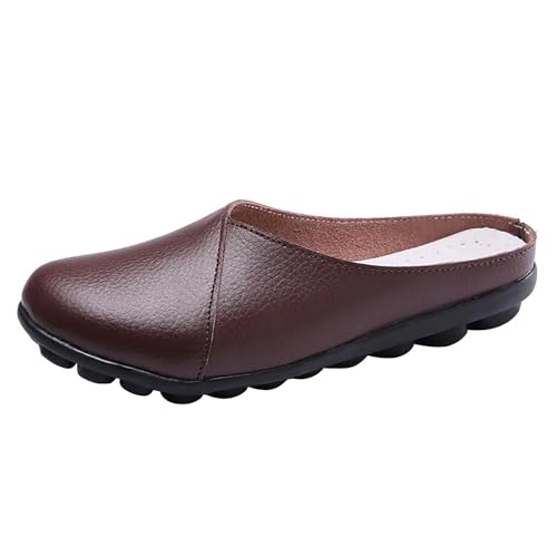 Ergonomische und atmungsaktive Hausschuhe zur Schmerzlinderung, orthopädische Hausschuhe für Damen, ultra bequem, Slingback, Keilsandalen, rutschfest, aus echtem Leder, braun, 41 EU Ergonomische und atmungsaktive Hausschuhe zur Schmerzlinderung, orthopädische Hausschuhe für Damen, ultra bequem, Slingback, Keilsandalen, rutschfest, aus echtem Leder, braun, 41 EU von Générique