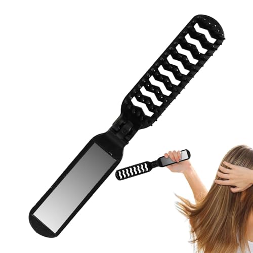 Faltbare Haarbürste, faltbare Haarbürste, Reisekämme mit Spiegeln | Kompakte Haarbürste für dickes und lockiges Haar, ausgestattet für Frauen und Männer von Générique