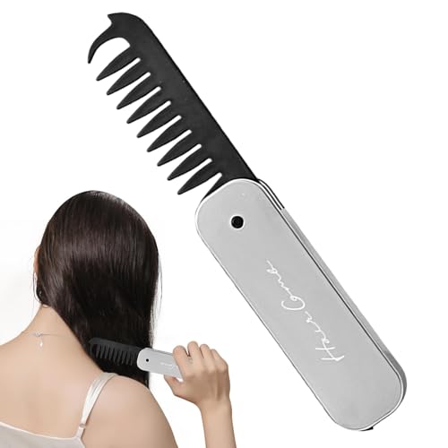 Faltbare Haarbürste – Tragbares doppelseitiges Friseurwerkzeug, kompakter Reisekamm | multifunktionale Kopfleder-Massagebürste, praktische Reise-Haarbürste für Frauen von Générique