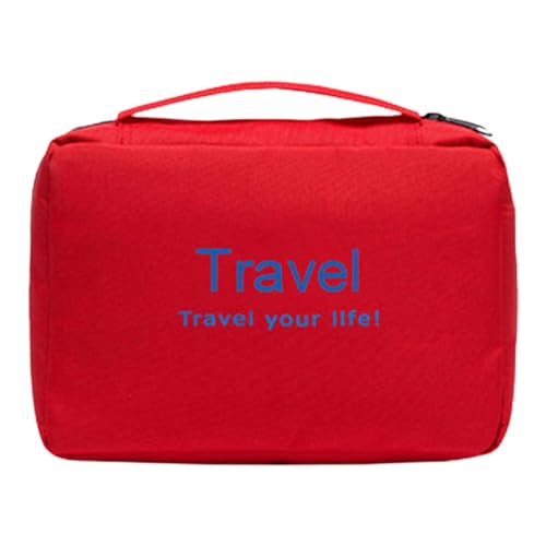 Faltbare Kulturtasche – Kulturbeutel für Reisen | Reise-Kosmetik-Organizer mit großer Kapazität | tragbare Kosmetikaufbewahrung für Männer und Frauen, rot, Se référer au descriptif, Siehe Beschreibung von Générique