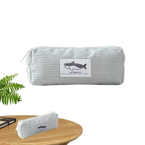 Federmäppchen aus geripptem Samt, Bleistifttasche aus geripptem Samt | Organizer für Stifte mit Reißverschluss – Kosmetiktasche, Schulbedarf, Make-up-Tasche, hellgrau, Se référer au descriptif, Siehe von Générique