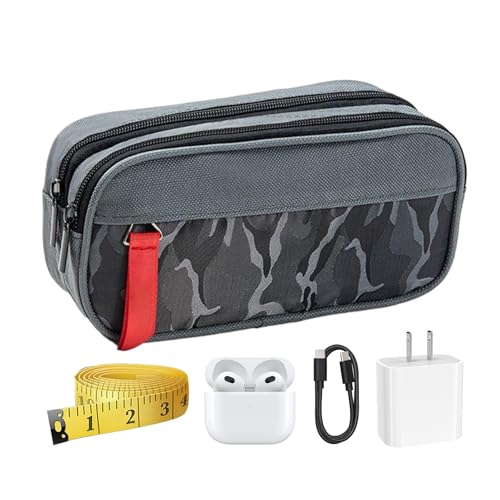 Federmäppchen mit großer Kapazität – Stifteetui mit Fächern | Doppelschichtige Tasche für Schüler | Stift-Organizer für die Organisation von Staatsangehörigen Gummischeren Travel Schoo, grau, Se von Générique