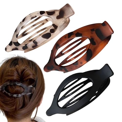 Flache Krallenspangen für Frauen – 3 Stück Haarspangen mit Entenschnabel – Haarzubehör französischer Stil für Frauen Frisur Pferdeschwanz Outfit Sport Fitness Nass-Stil Abend von Générique