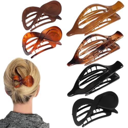Flacher Krallenclip für Damen, flache Haarspangen - 6 Stück, horizontal, nicht rutschend, Haarspange, Bananen-Clips, Kopfbedeckungszubehör, bequeme Haare für Frauen, pe von Générique