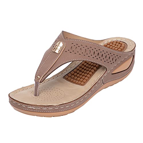 Flip-Flops, modisch, für Damen, orthopädisch, Sandalen, Orthopädisch, Flip-Flops, atmungsaktiv, Hausschuhe, Sommer, Keilabsatz, braun, 42 EU Flip-Flops, modisch, für Damen, orthopädisch, Sandalen, Orthopädisch, Flip-Flops, atmungsaktiv, Hausschuhe, Sommer, Keilabsatz, braun, 42 EU von Générique