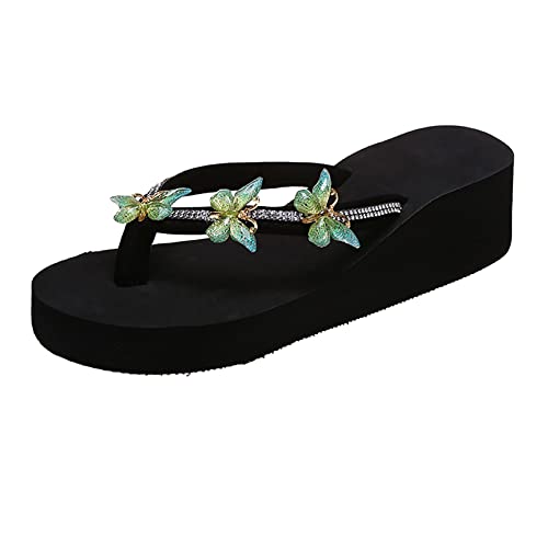 Flip-Flops für Damen, bequem, Strandschuhe, lässig, Flip-Flops, Mode, Damen, Wanderschuhe, Flip-Flops, bequem, offener Zehenbereich, Strand, flache Sandale, B. Grün., 40 EU von Générique