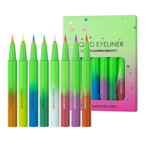Flüssiger Augen- , flüssiges Futter für die Augen | Eyeliner-Stift Neon 8 x Colored Liquid, Augen-Make-up in leuchtenden Farben, langlebig, für Frauen von Générique