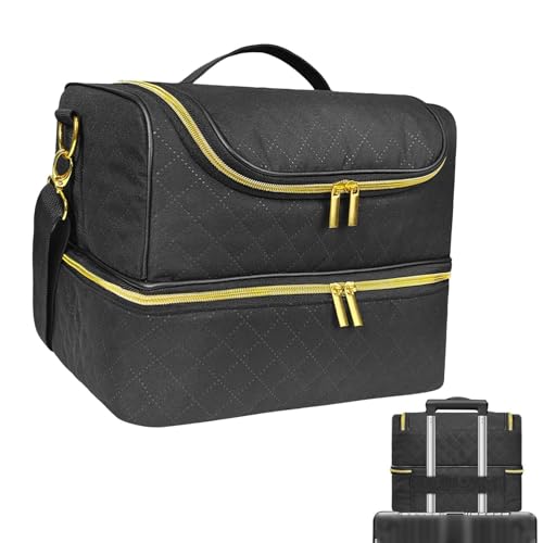 Gel-Nagellack-Organizer, Nagellack-Organizer-Tasche | Reise-Nagellacktasche, die zweilagige Nagellack-Organizer-Tasche enthält 60 Flaschen und eine UV-Nagellampe von Générique