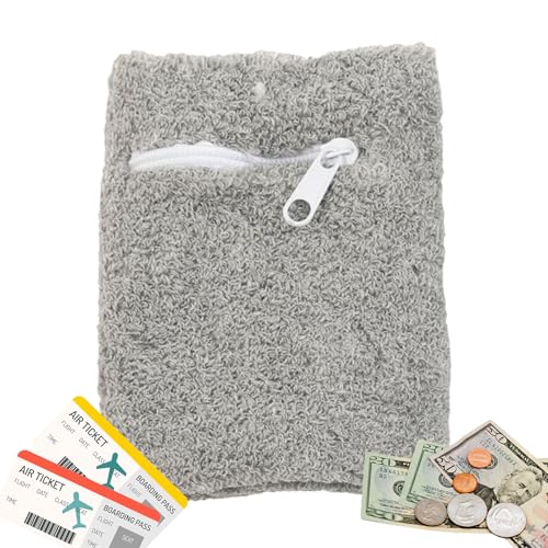 Geldbörse für Armband – erweiterbare Handgelenktasche | Geldbörse für Frauen mit einer Reißverschlusstasche | Schlüssel und Bargeldhalter für Sport, grau, Se référer au descriptif, Siehe Beschreibung von Générique