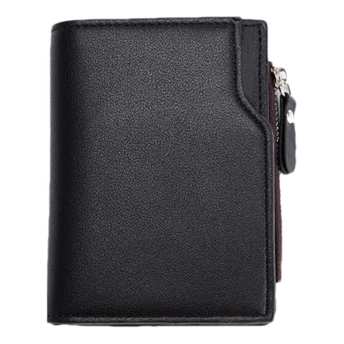 Geldbörse mit Reißverschluss im kurzen Stil – Geldbörse mit Reißverschluss im kurzen Stil – kleine vertikale Handtasche mit Reißverschluss – Karten-Organizer, Schwarz , Se référer au descriptif, Siehe von Générique