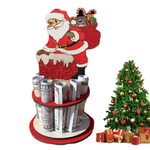 Geldscheinhalter für Bargeld, Geldtasche aus Holz | Geldklammer aus Holz in Form eines Weihnachtsmanns mit 10 Löchern, Weihnachtsdekoration, tragbar, festliche Geldbörse, multifunktional, für, Der von Générique