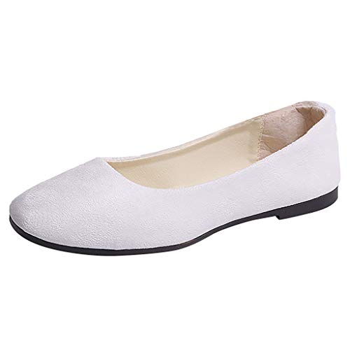 Générique 2024 Neu – Frauen Mädchen Solide Große Größe Slips flach flach wenig Komfort Casual Schuhe Einfache Ballerinas schwarz für Frauen, weiß, 42 EU von Générique