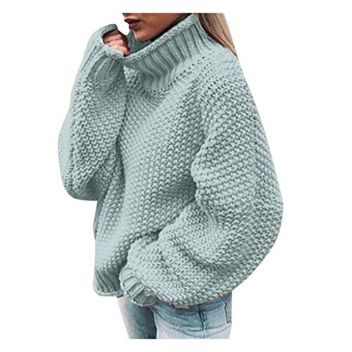 Générique 2024 Weihnachten Damen Schulterfrei Pullover Casual Langarm Strickpullover, hellblau, 42 von Générique