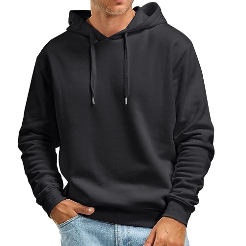 Générique 2024A New Herren Casual Kapuzenpullover einfarbig einfarbig Top ohne Taschen Herbst und Winter Hoodies und Strickpullover, Schwarz, L von Générique