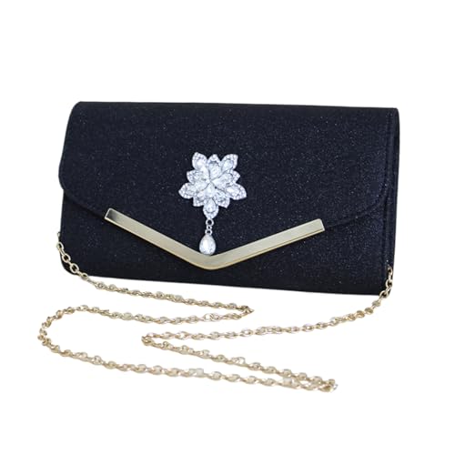 Générique Abendtaschen für Damen, Handtasche Formel Clutch – leichter Stil mit Kette für Abendessen Reise, Schwarz , Se référer au descriptif von Générique