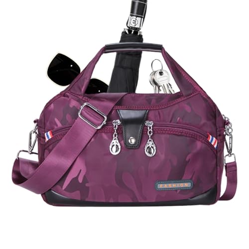 Générique Beautifuldeer Anti-Diebstahl-Handtasche | Umhängetasche mit mehreren Taschen – wasserdichte Handtasche für Damen – Umhängetasche für Reisen, Purple Camouflage, Se référer au descriptif von Générique