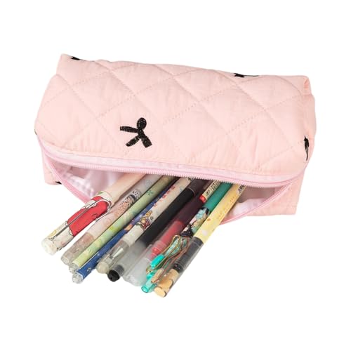Générique Bow Tie Pencil Case, Large Capacity Zipper Pouch, Desk Cosmetics Organizer, Long Lasting Fabric and versatile for Middle and Primary School Stationery, 8.07 x 2.56 x 3.35 inches, Pink, Se von Générique