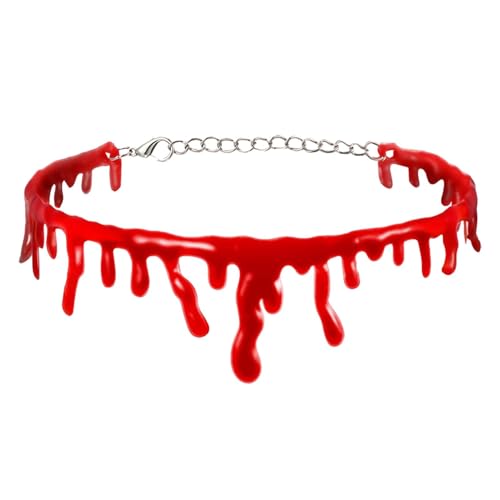 Générique Dekorative Blut-Halskette, Halloween-Halskette, gruselig, rote Vampir-Halskette mit Blut-Tropfen-Anhängern, Blut-Imitation, für Themenveranstaltungen, Kostümpartys, Se référer au descriptif von Générique