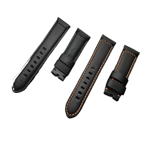 Générique FYXT Uhrenarmband aus italienischem Rindsleder, 22 mm, 24 mm, 24 mm, 26 mm, braun, schwarz, kompatibel mit Panerai-Armband-Werkzeugen, 22mm silver buckle von Générique