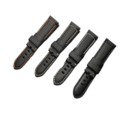 Générique FYXT Uhrenarmband aus italienischem Rindsleder, 22 mm, 24 mm, 24 mm, 26 mm, braun, schwarz, kompatibel mit Panerai-Armband-Werkzeugen, 26mm silver buckle von Générique