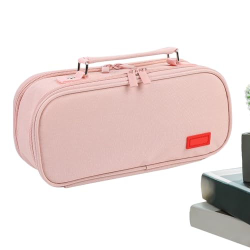 Générique Federmäppchen mit Griff | tragbare Bleistifttasche mit großer Kapazität – Schule Büro Reise Kunst Make-up Studio Zuhause, Rosa, Se référer au descriptif, Siehe Beschreibung von Générique