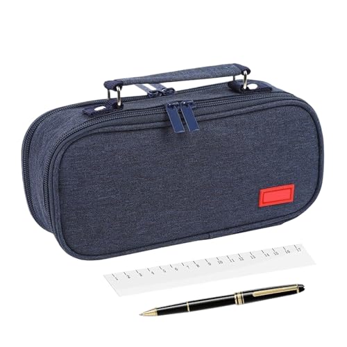 Générique Federmäppchen mit Reißverschluss | tragbare Tasche mit Griff | Bürozubehör für Schule Zuhause Reise Bibliothek Klassenzimmer Dorm, marineblau, Se référer au descriptif, Siehe Beschreibung von Générique