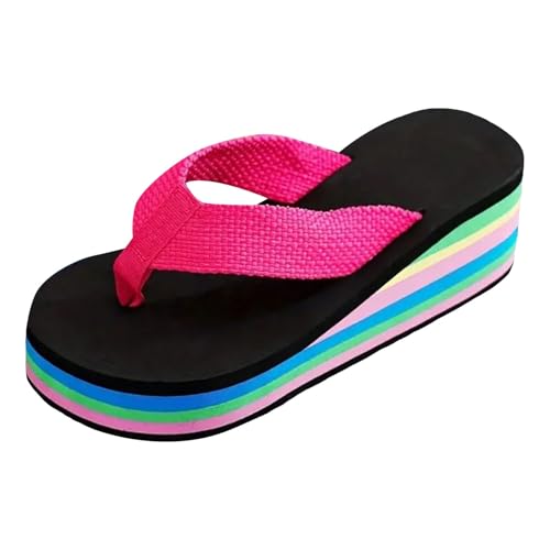 Générique Flip-Flops für Damen, flach, Boho-Stil, Sandalen, Wandern, Damen, Mode, Bohemian, Flip Flops, Hot Pink, 40 EU von Générique