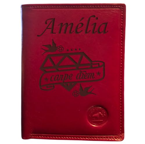 Générique Geldbörse aus Leder, personalisiert mit Ihrem Text oder Vornamen und einer Zeichnung zur Auswahl (Hier Hirsch), personalisierte Geschenke für Männer, Kleines Modell, braun, 14x10, Klassisch von Générique