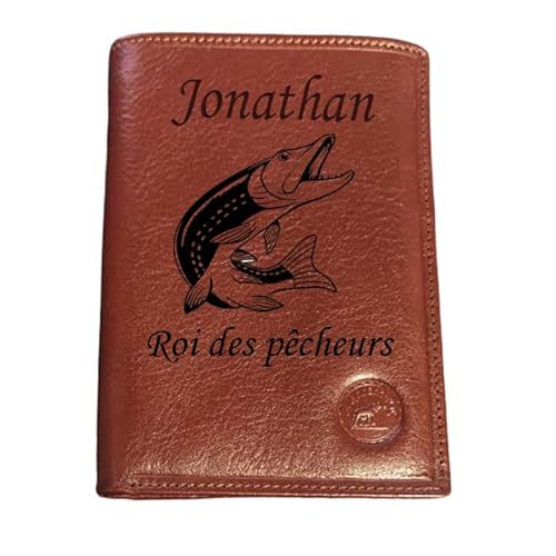 Générique Geldbörse aus braunem Leder, personalisiert mit Ihrem Text oder Vornamen und einer Zeichnung zur Auswahl (Hier Broschette). Mittelgroßes Modell, erhältlich in verschiedenen Farben., braun von Générique