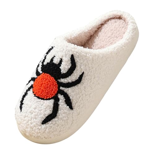 Générique Halloween-Hausschuhe, Damen, Hausschuhe, weich und bequem, für den Herbst, lässig, weich, bequem, niedlich, Motiv Erwachsene, Halloween, Orange 2, 44 EU von Générique