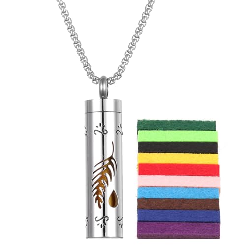Générique Halskette aus Edelstahl, eleganter Aromatherapie-Schmuck | Öldiffusor-Anhänger mit Farbpads, entspannendes Accessoire für den täglichen Gebrauch, Se référer au descriptif, Siehe Beschreibung von Générique