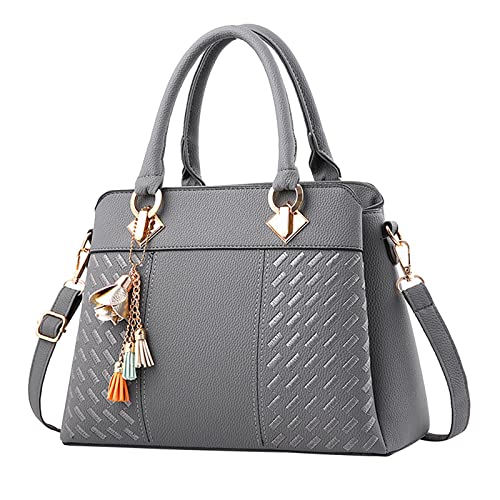 Générique Handgepäck-Set, genehmigt durch Fluggesellschaft, für Damen, Handtasche, Umhängetasche, geräumig, aus Leder, Hand-Organizer, für kleine Hände, grau, Einheitsgröße von Générique