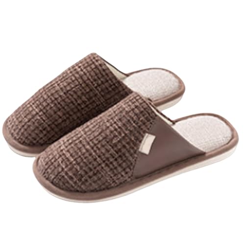 Générique Hausschuhe Damen Pantoletten gefüttert – Hausschuhe Damen Memory-Schaum Slippers Plattform Pantoffeln Stoff und Futter aus Filz Pantoffeln Farbe Patchwork Hausschuhe Cozy Schuhe, coffee, 42 von Générique