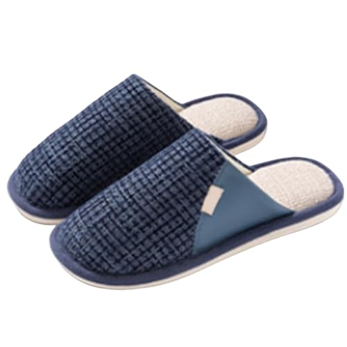 Générique Hausschuhe Damen Pantoletten gefüttert – Hausschuhe Damen Memory-Schaum Slippers Plattform Pantoffeln Stoff und Futter aus Filz Pantoffeln Farbe Patchwork Hausschuhe Cozy Schuhe, marineblau von Générique