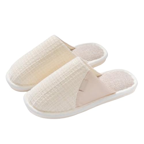 Générique Hausschuhe Damen Pantoletten gefüttert – Hausschuhe Damen Memory-Schaum Slippers Plattform Pantoffeln Stoff und Futter aus Filz Pantoffeln Farbe Patchwork Hausschuhe Cozy Schuhe, weiß, 38 EU von Générique