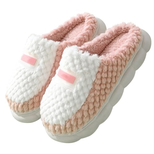 Générique Hausschuhe für Damen, bequem, Winter – Corduroy Slippers Hausschuhe einfarbig Pelz Plüsch Schuhe Herbst Winter Hausschuhe Slipper mit weicher Sohle Slippers, Pink, 39 EU von Générique