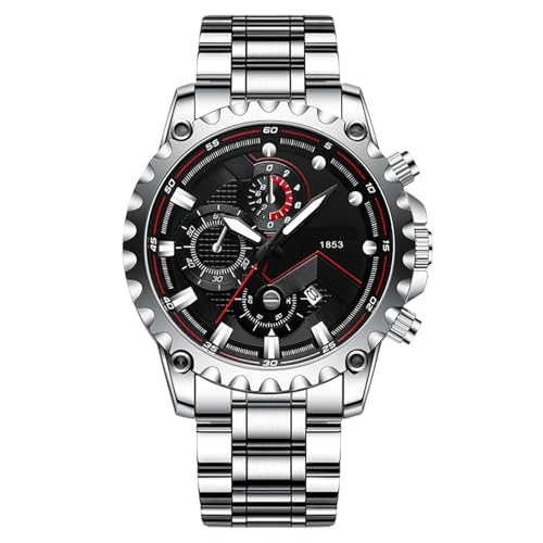 Générique Herren-Armbanduhr, wasserdicht, Edelstahl, leuchtend, großes Zifferblatt, langlebig, wasserdicht, geeignet für Geschäfts- und Freizeitaktivitäten, B, Se référer au descriptif, Siehe von Générique