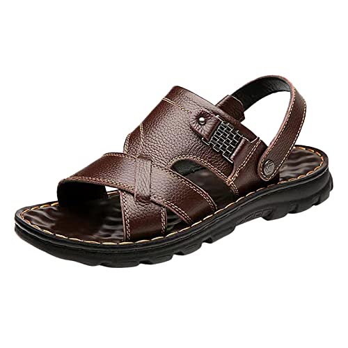 Générique Herren-Sandalen, bequem, Sandalen, Sportsandalen für Herren, Sandalen, Leder, Sommer, Strand, Leder, Innenschuh, 2 x Braun, 41 EU von Générique